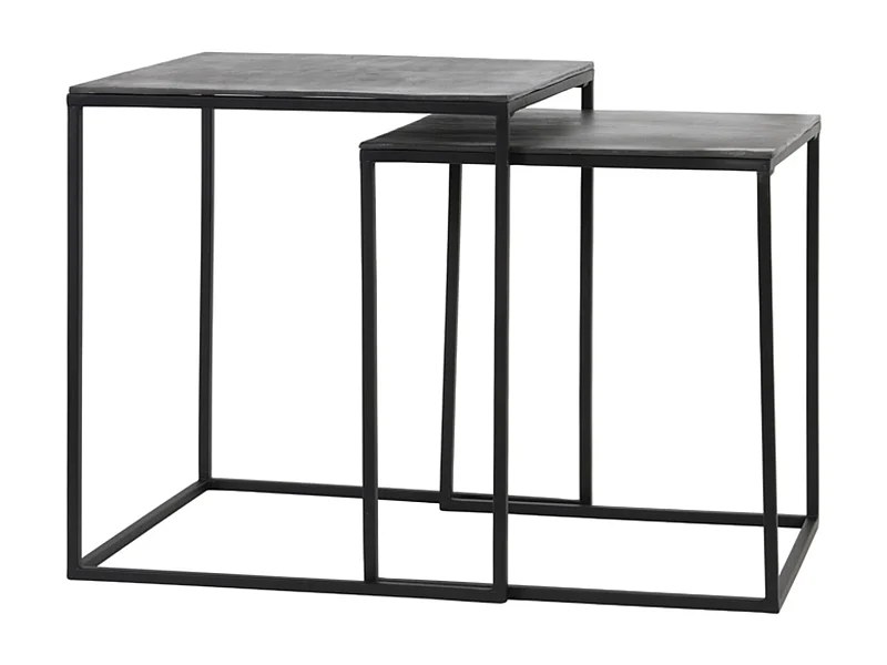 Table d'appoint BANOS - Ø44,5x50,5cm - Argent - Lot de 2