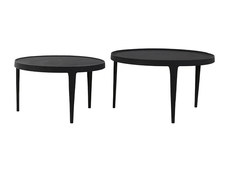 Table basse TOBIAS - Ø75x44cm - Noir - Lot de 2