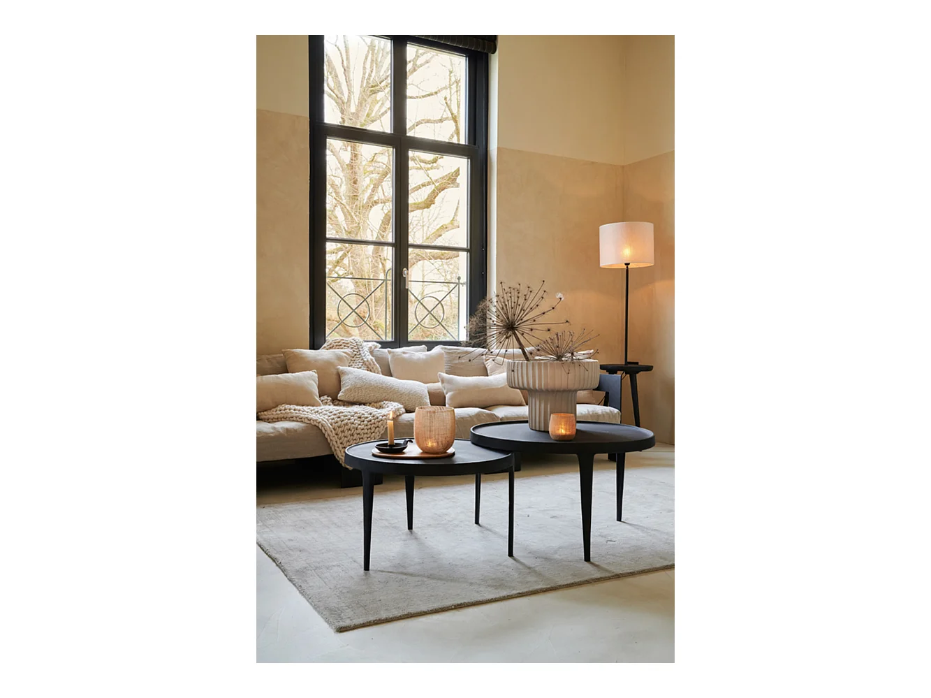 Table basse TOBIAS - Ø75x44cm - Noir - Lot de 2