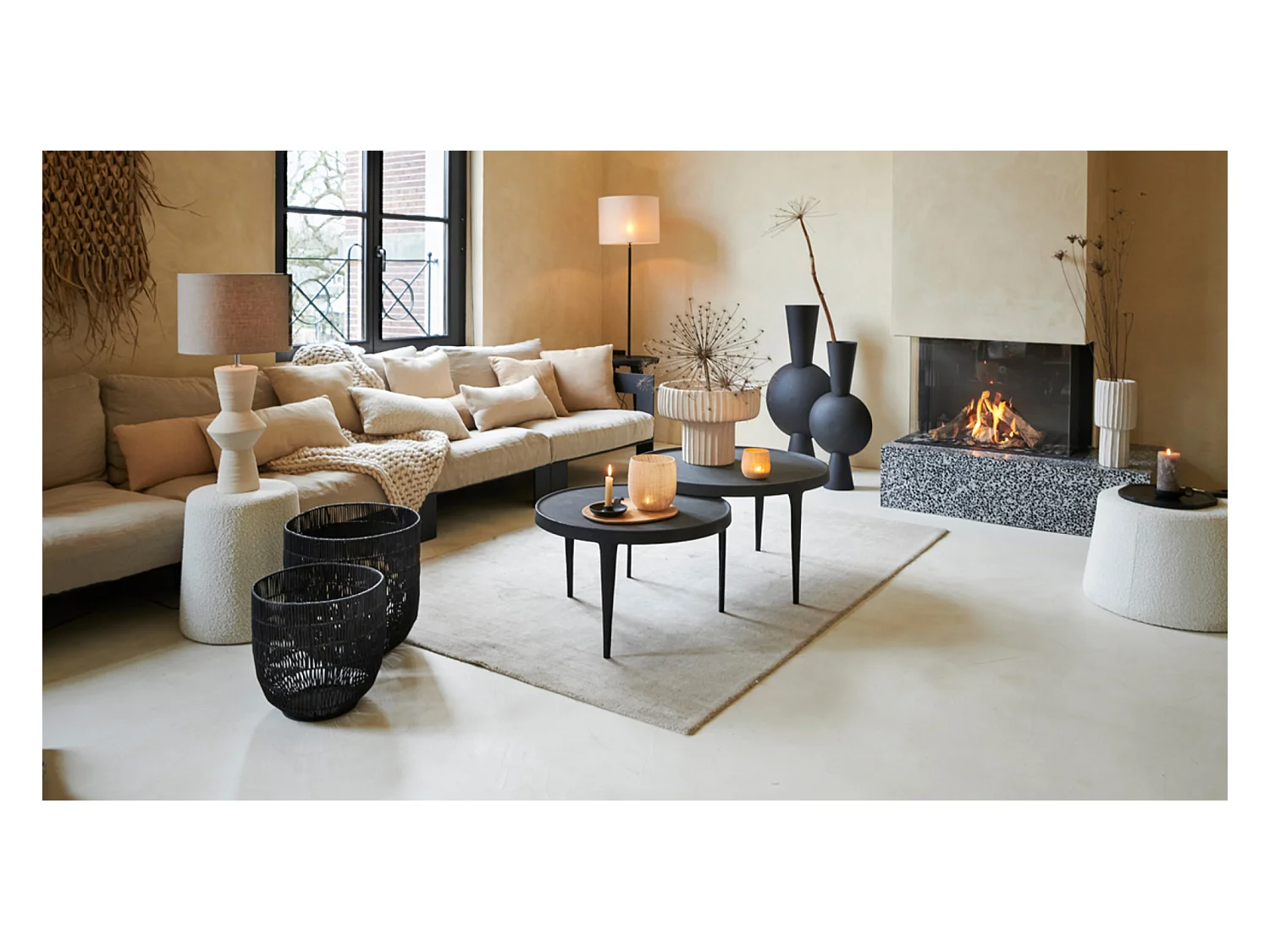 Table basse TOBIAS - Ø75x44cm - Noir - Lot de 2