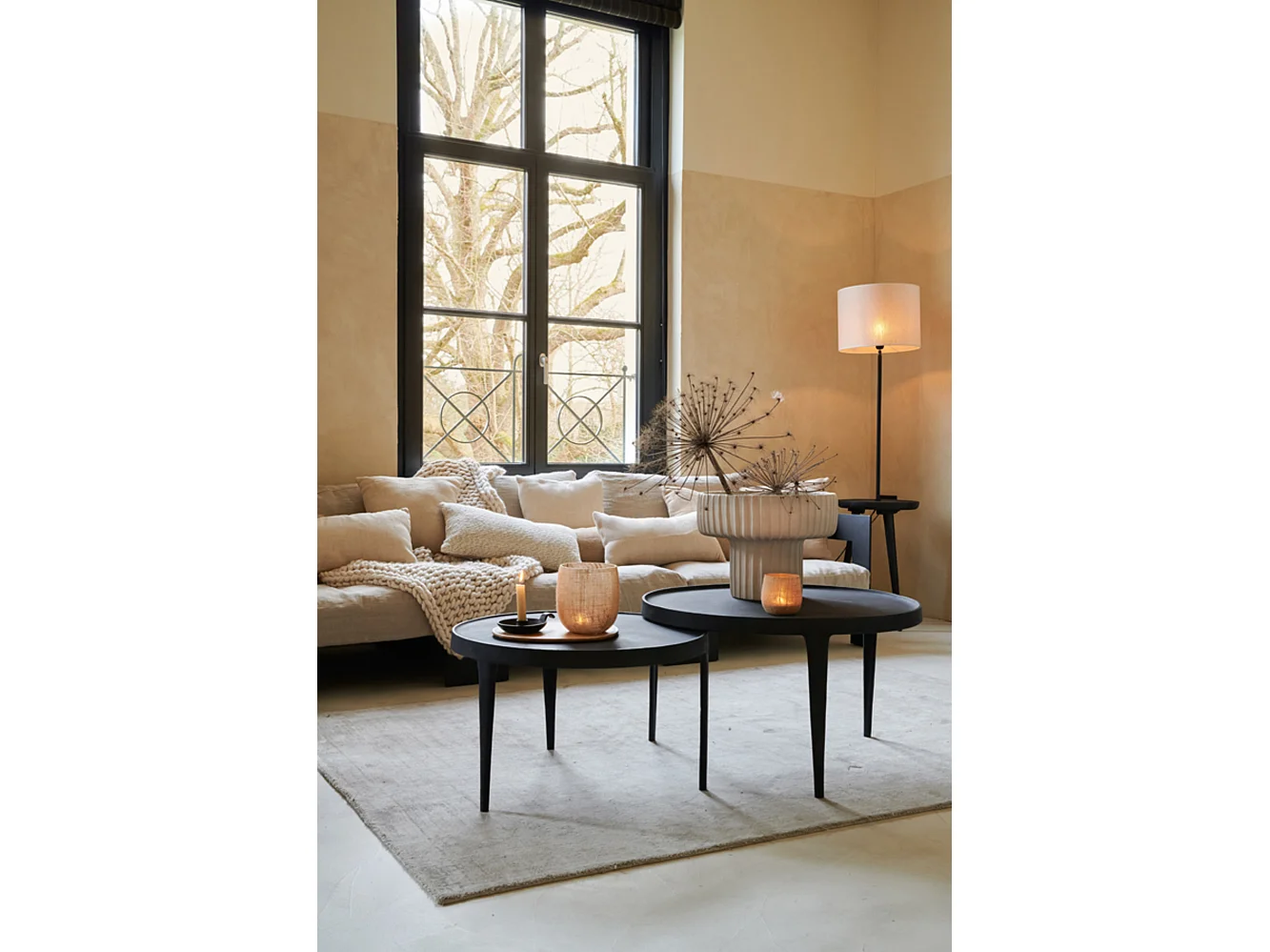 Salontafel TOBIAS - Ø75x44cm - Zwart - Set van 2