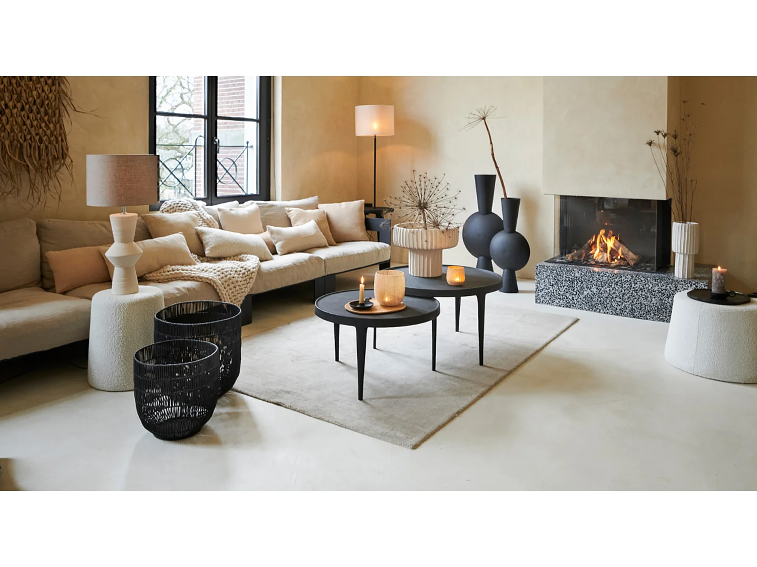 Salontafel TOBIAS - Ø75x44cm - Zwart - Set van 2