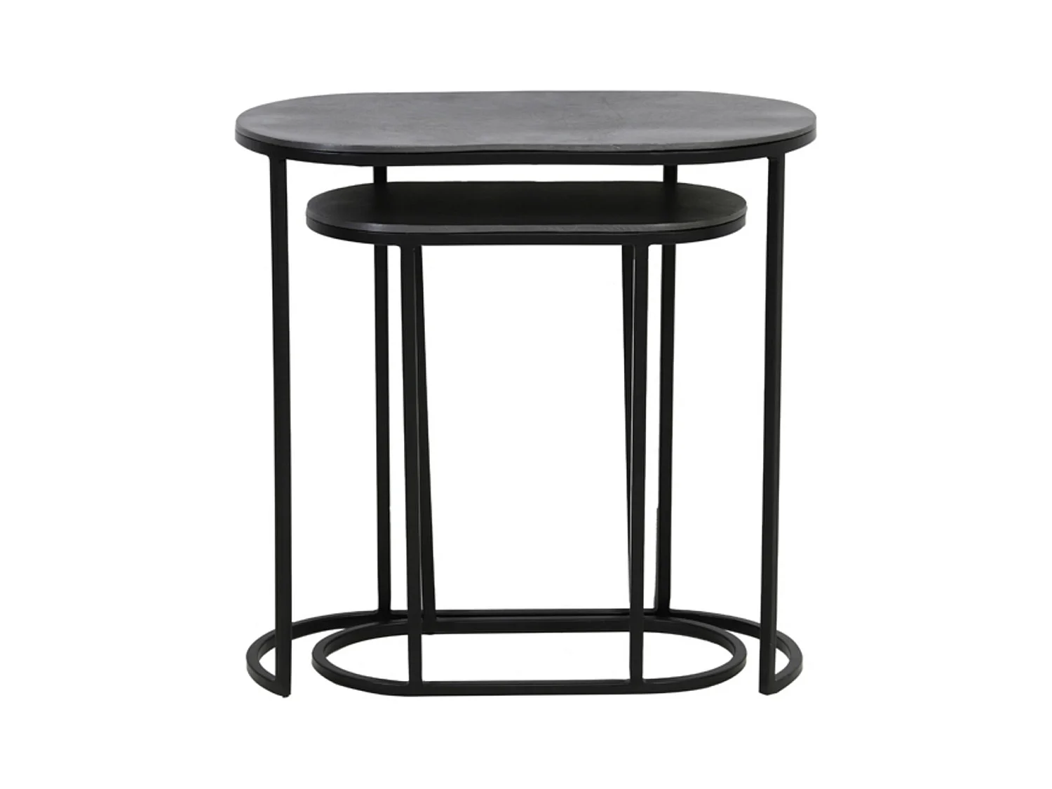 Table d'appoint BOCOV - 53x26x53cm - Noir - Lot de 2