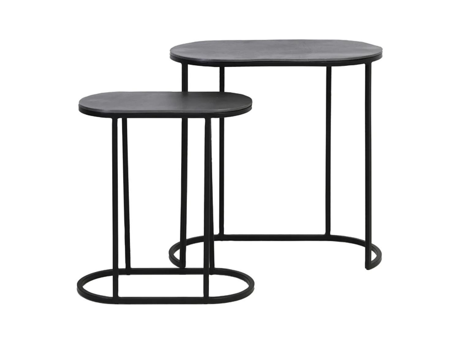 Table d'appoint BOCOV - 53x26x53cm - Noir - Lot de 2