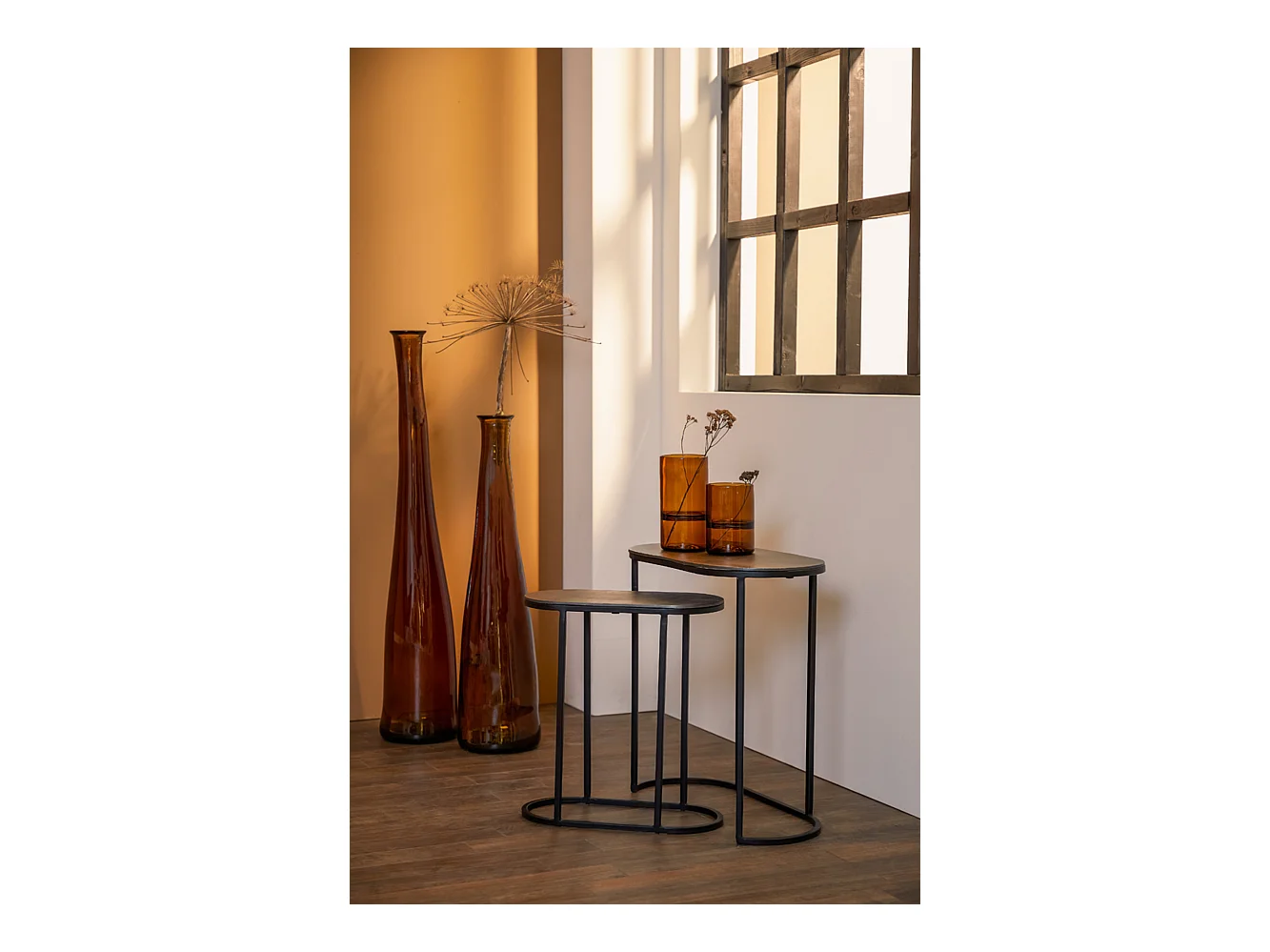 Table d'appoint BOCOV - 53x26x53cm - Noir - Lot de 2