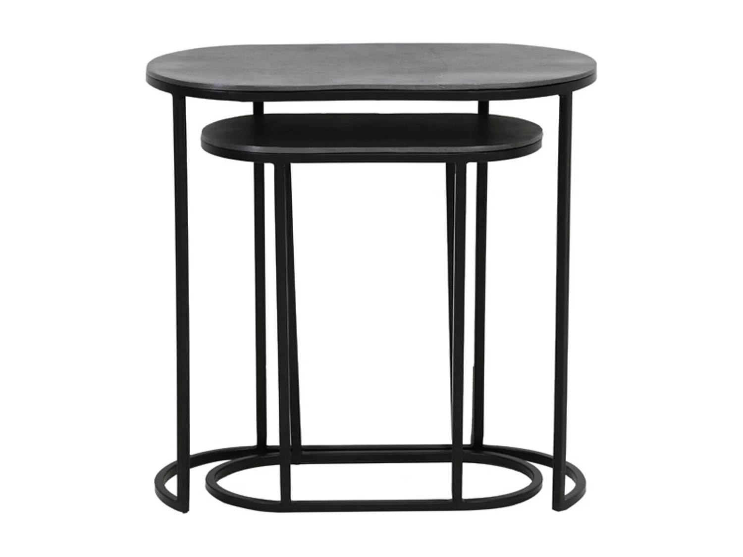 Table d'appoint BOCOV - 53x26x53cm - Noir - Lot de 2
