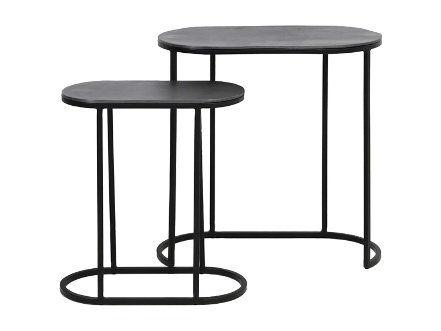 Table d'appoint BOCOV - 53x26x53cm - Noir - Lot de 2