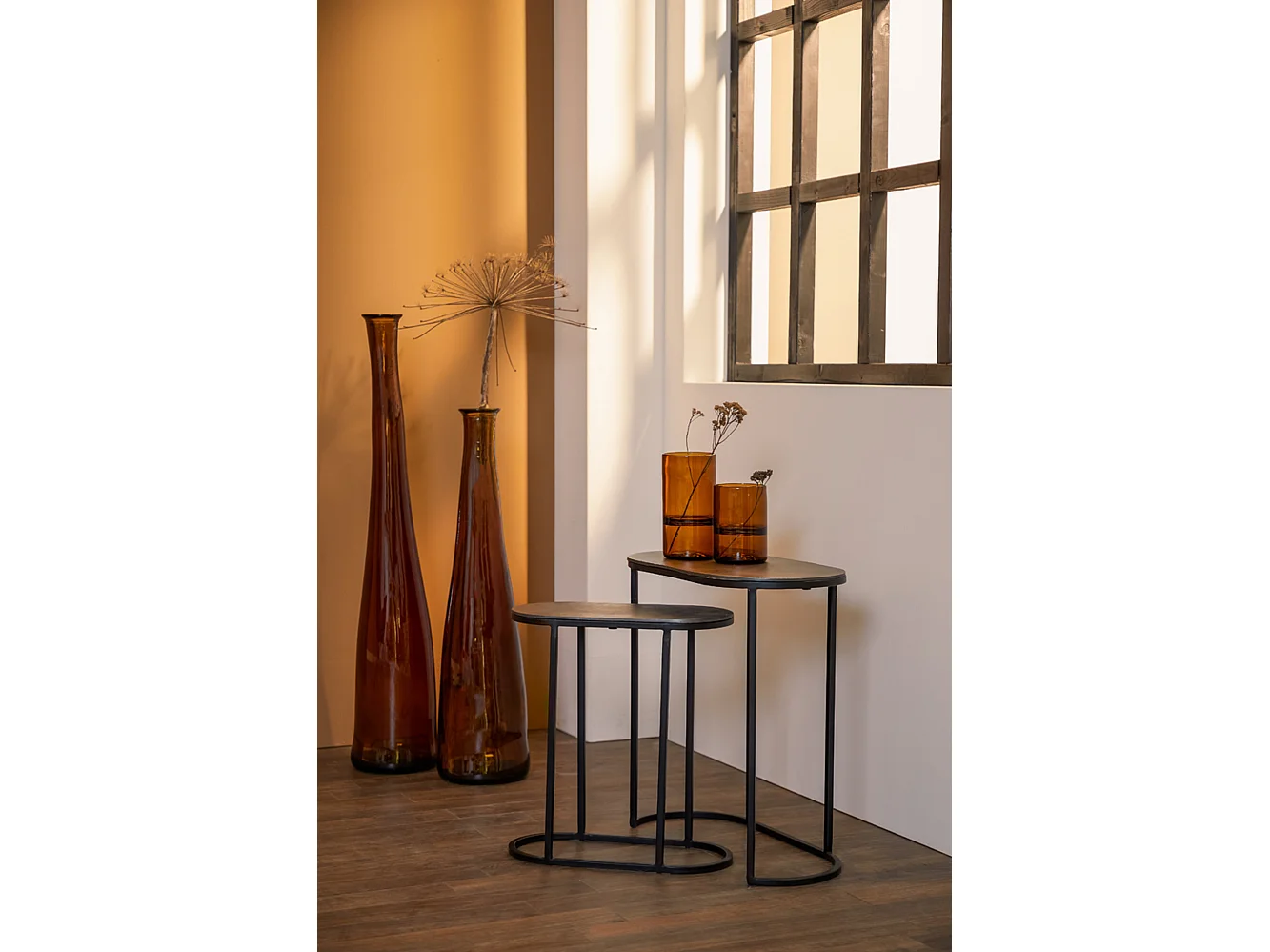 Table d'appoint BOCOV - 53x26x53cm - Noir - Lot de 2