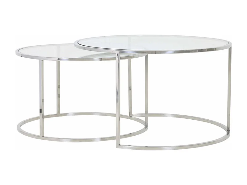 Salontafel DUARTE - Ø75x44cm - Zilver - Set van 2