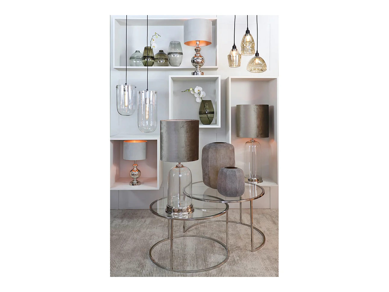 Salontafel DUARTE - Ø75x44cm - Zilver - Set van 2