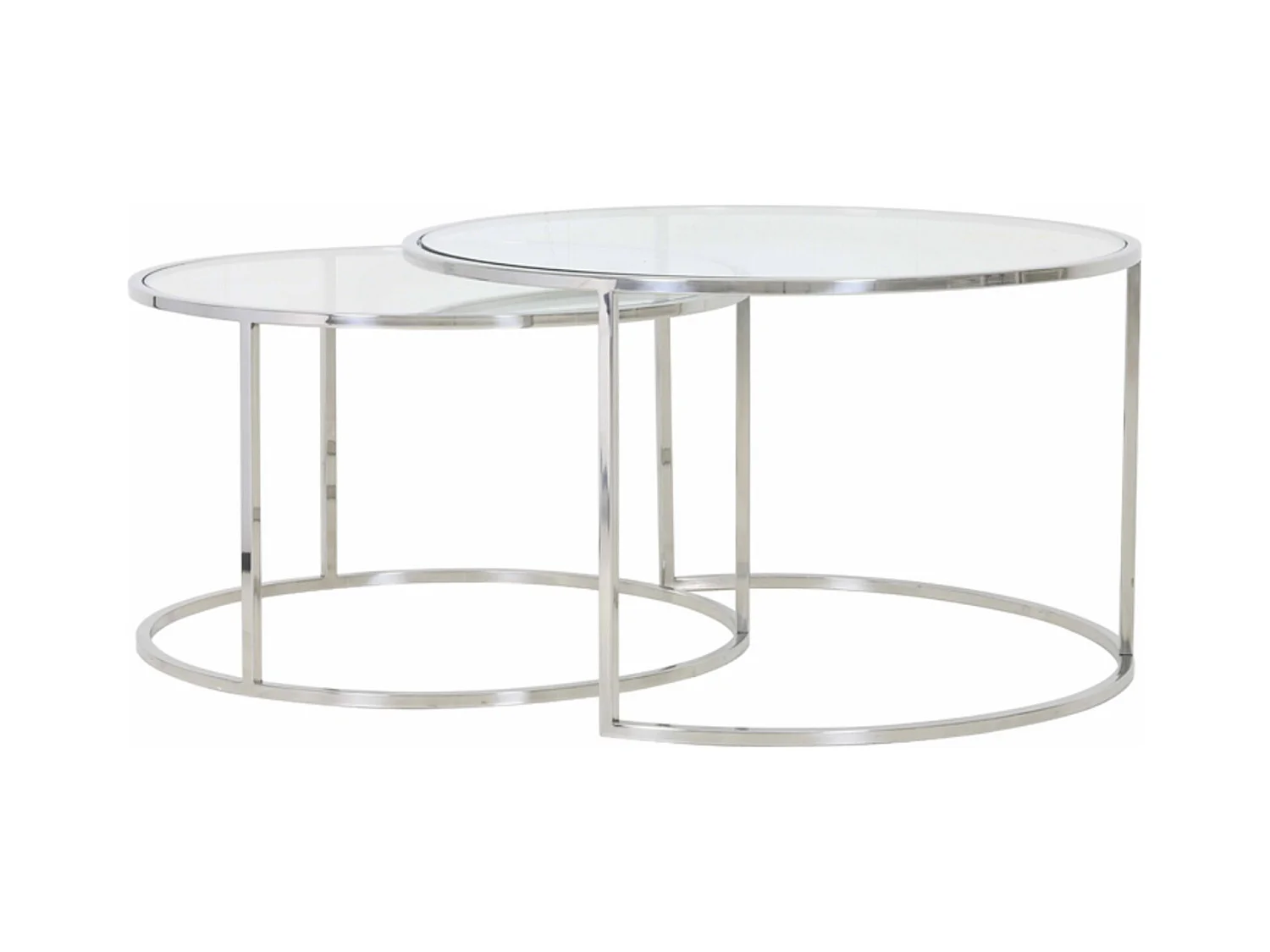 Table basse DUARTE - Ø75x44cm - Argent - Lot de 2