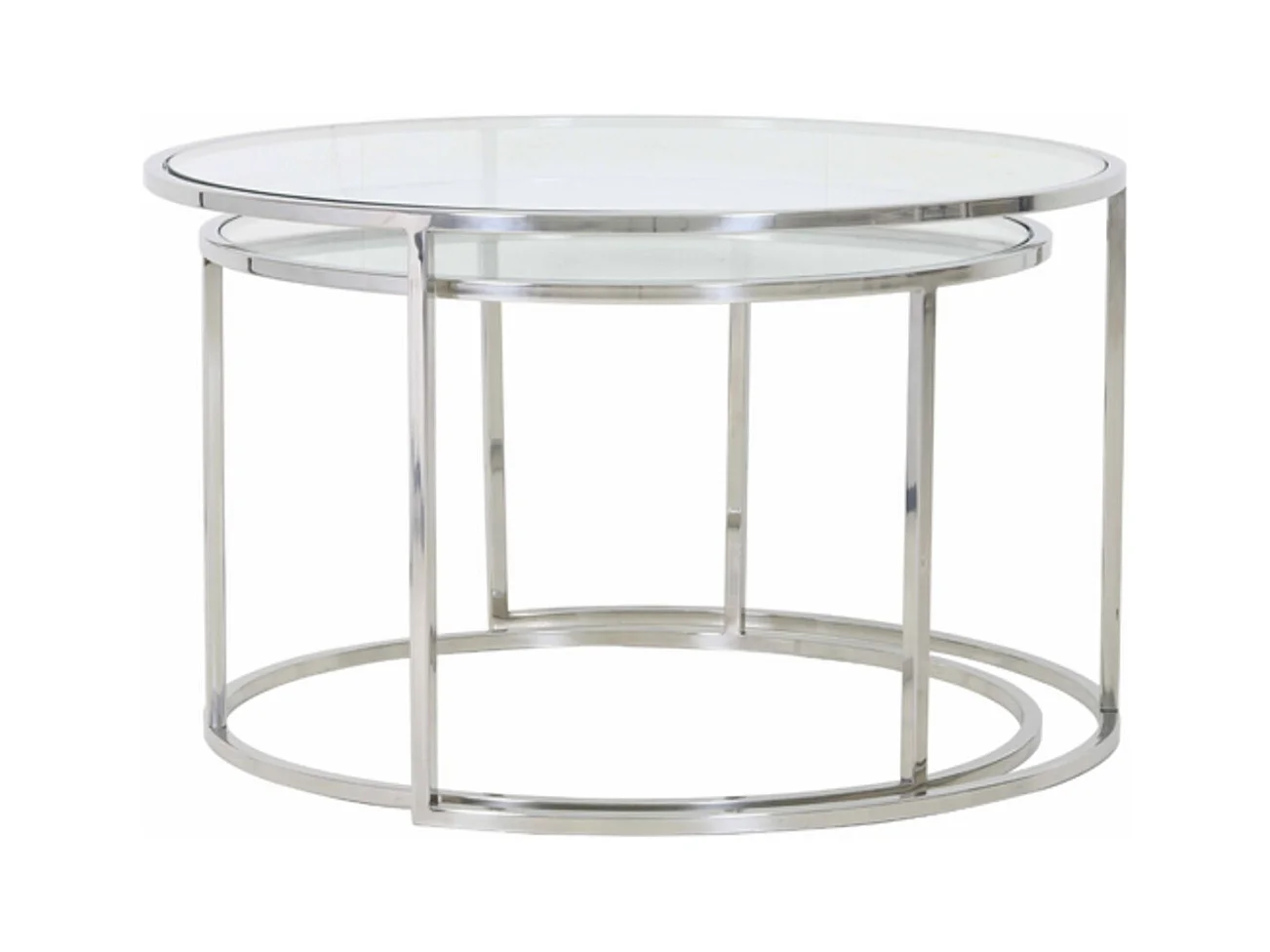 Table basse DUARTE - Ø75x44cm - Argent - Lot de 2