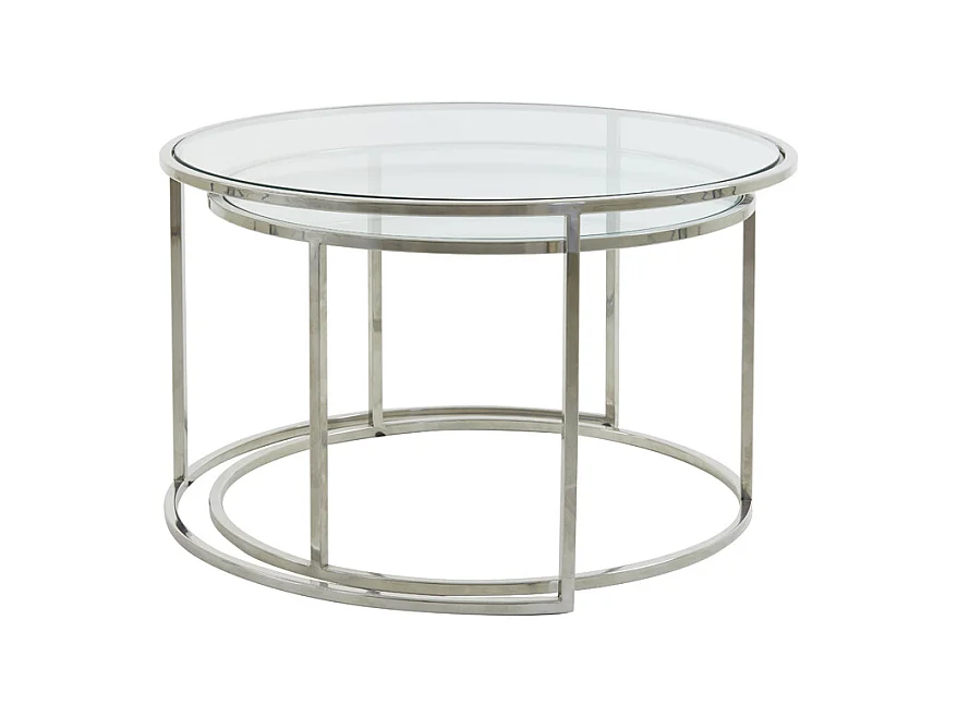 Table basse DUARTE - Ø75x44cm - Argent - Lot de 2