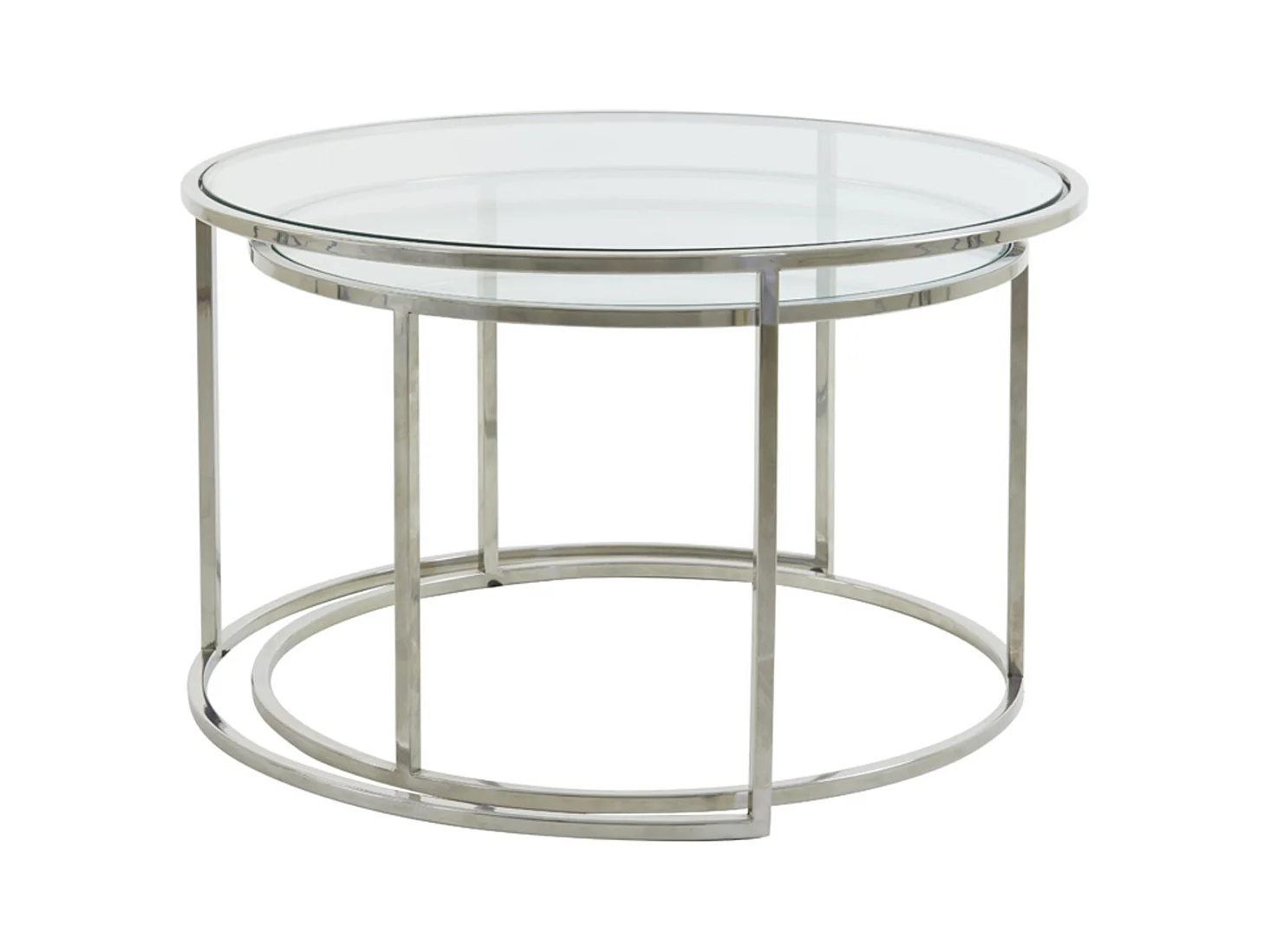 Table basse DUARTE - Ø75x44cm - Argent - Lot de 2