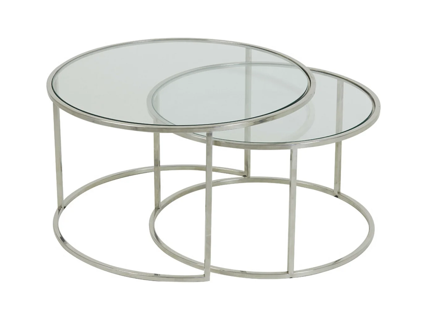 Table basse DUARTE - Ø75x44cm - Argent - Lot de 2