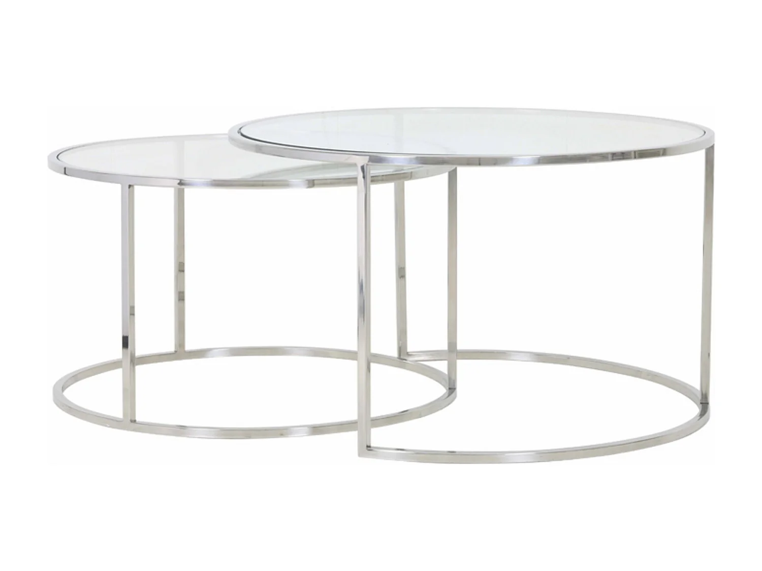 Table basse DUARTE - Ø75x44cm - Argent - Lot de 2