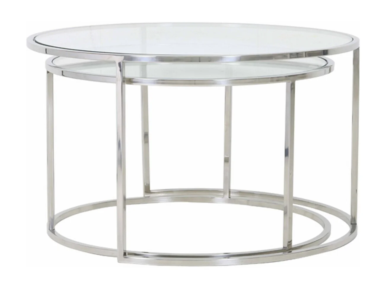 Table basse DUARTE - Ø75x44cm - Argent - Lot de 2