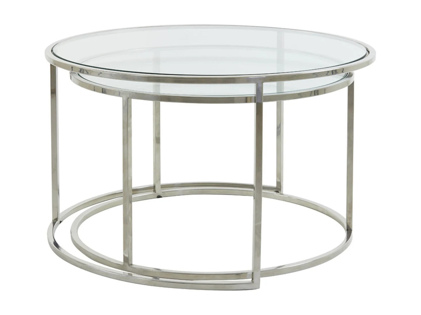 Table basse DUARTE - Ø75x44cm - Argent - Lot de 2