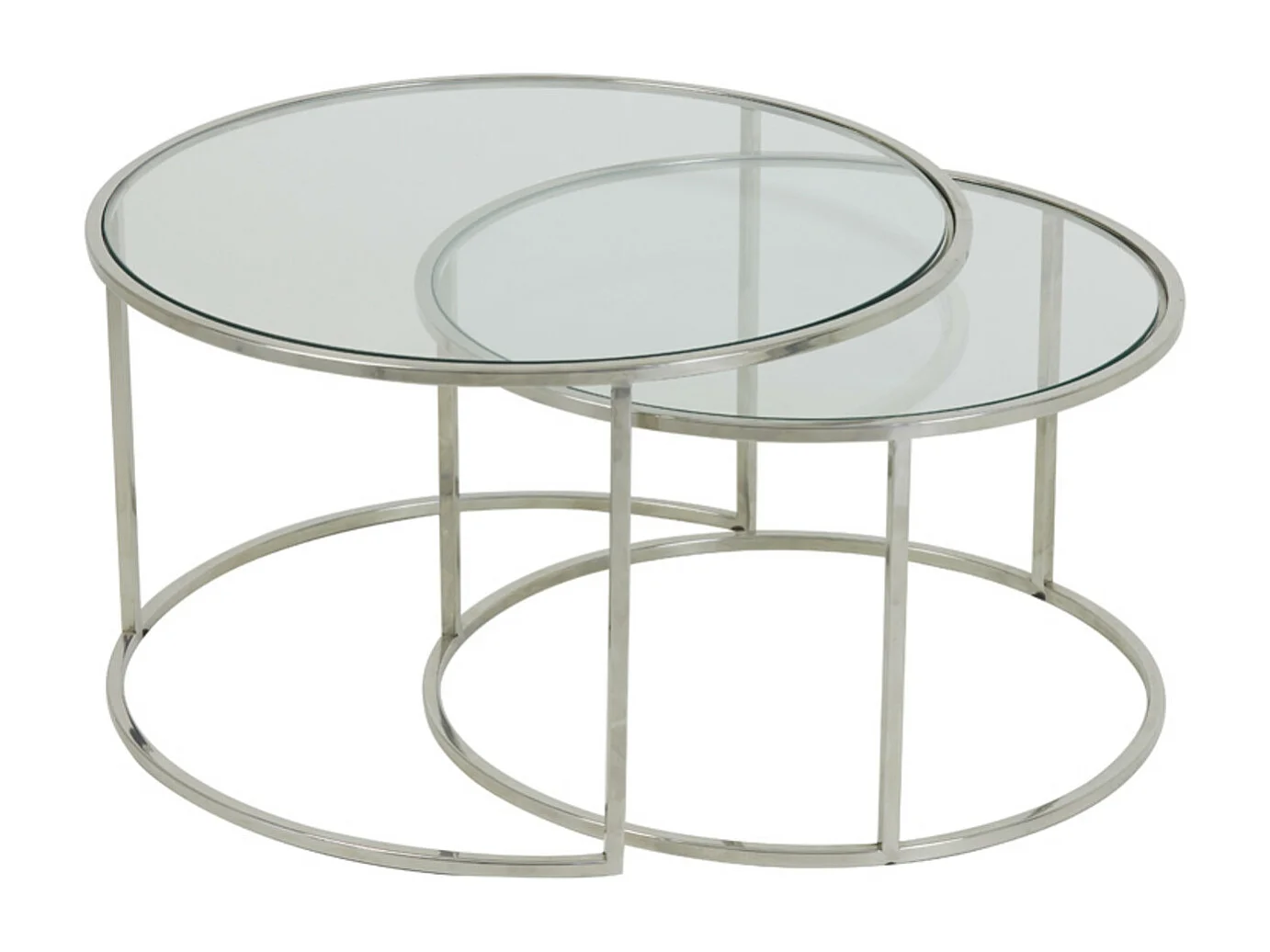 Table basse DUARTE - Ø75x44cm - Argent - Lot de 2