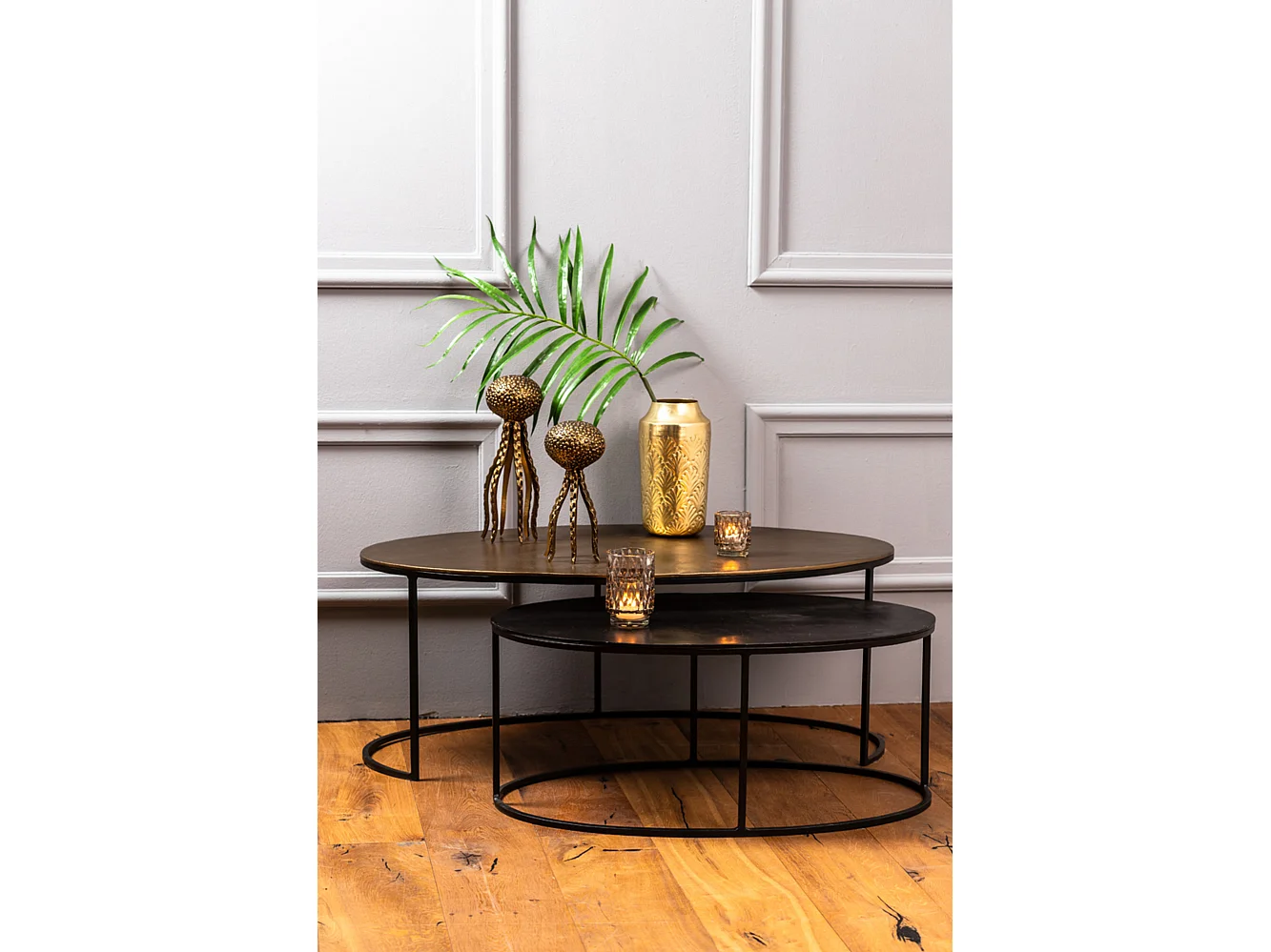 Table basse PAXSON - 103x60x40cm - Bronze - Lot de 2