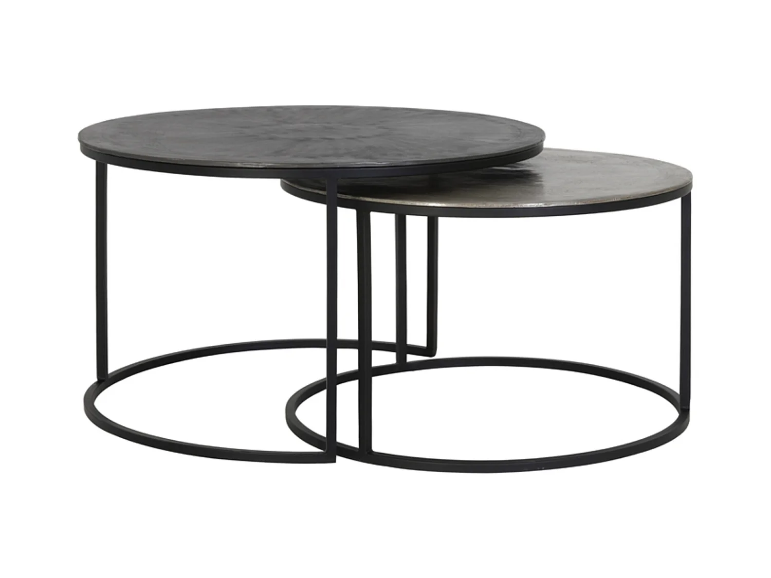 Table basse TALCA - Ø75x45cm - Argent - Lot de 2