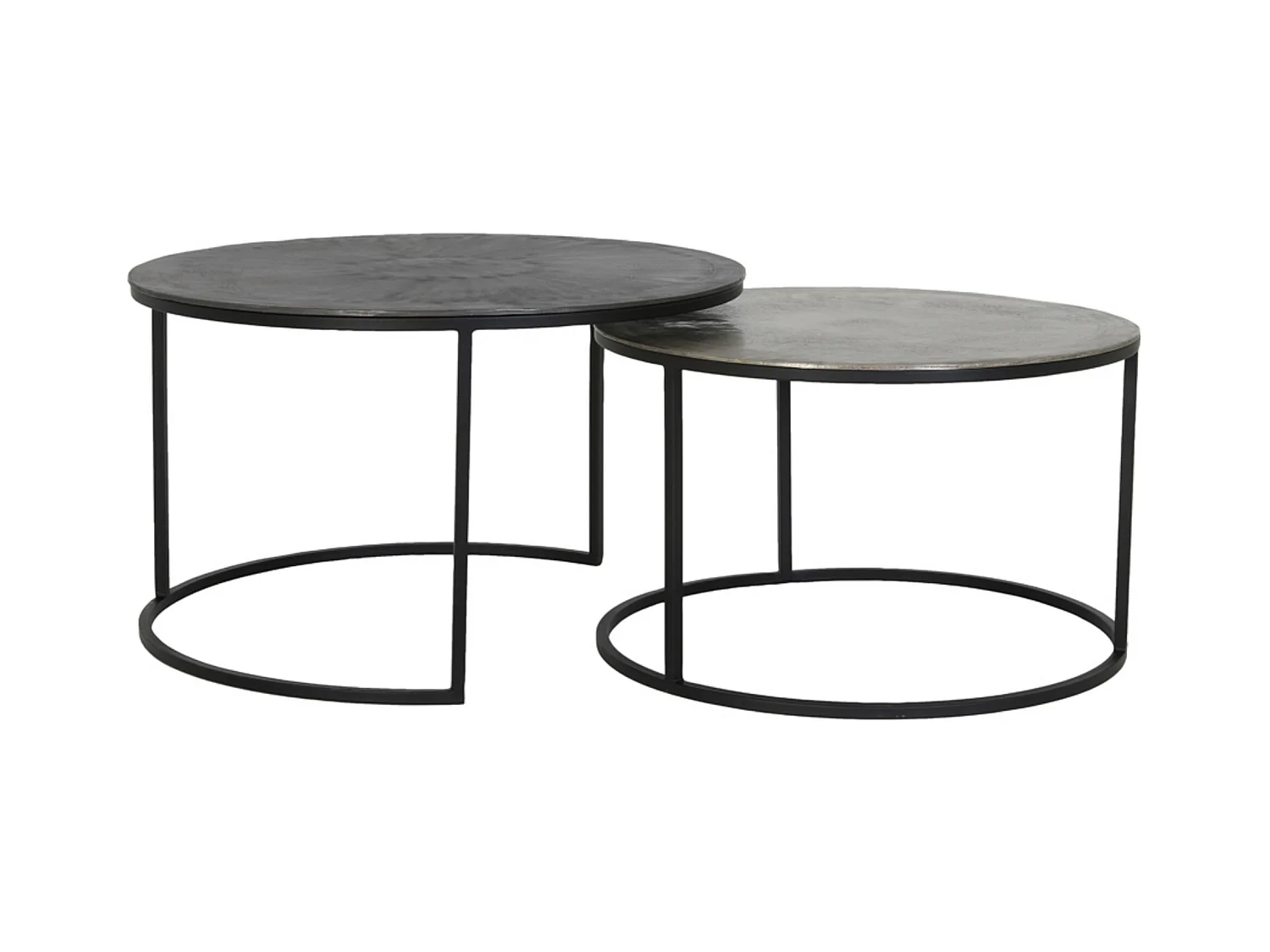 Table basse TALCA - Ø75x45cm - Argent - Lot de 2