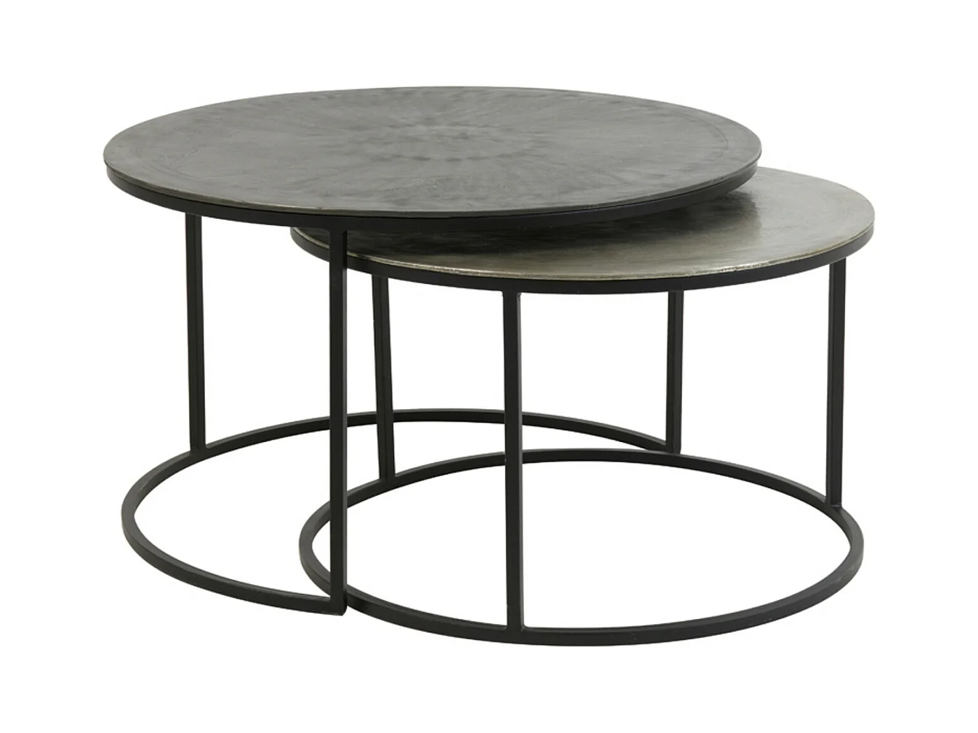 Table basse TALCA - Ø75x45cm - Argent - Lot de 2