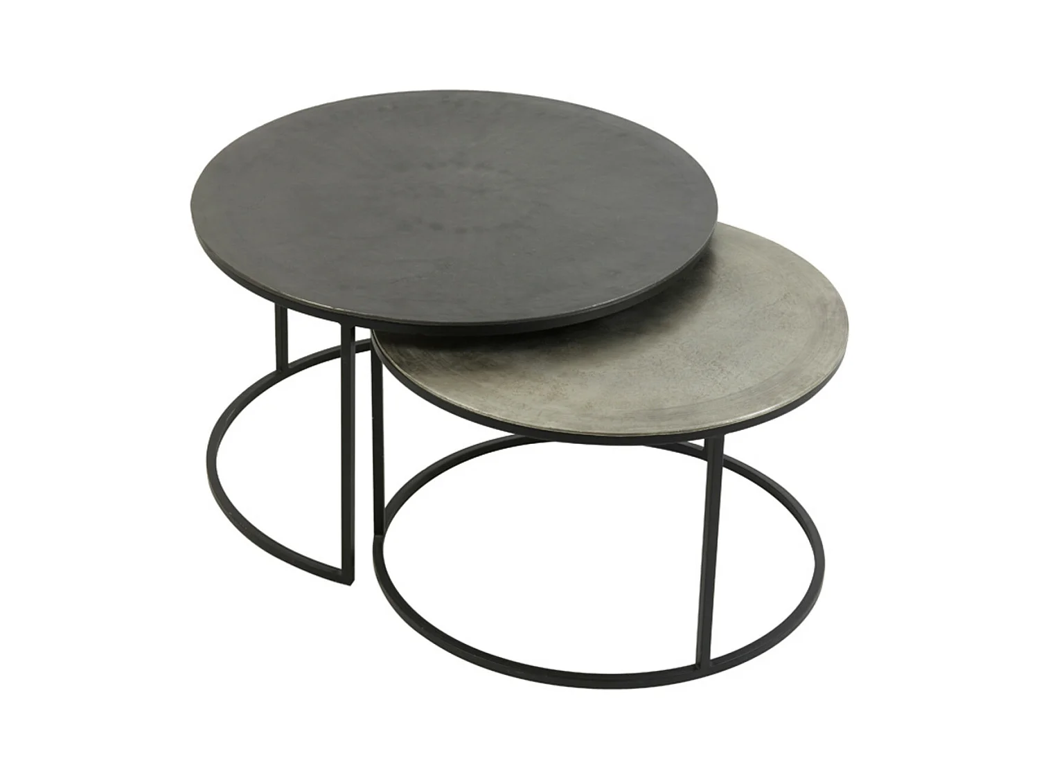 Table basse TALCA - Ø75x45cm - Argent - Lot de 2