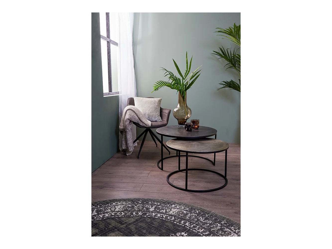 Table basse TALCA - Ø75x45cm - Argent - Lot de 2