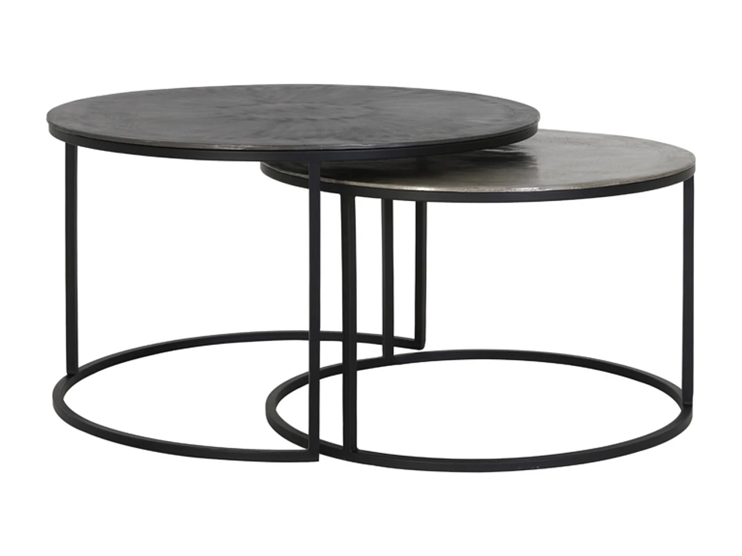 Table basse TALCA - Ø75x45cm - Argent - Lot de 2