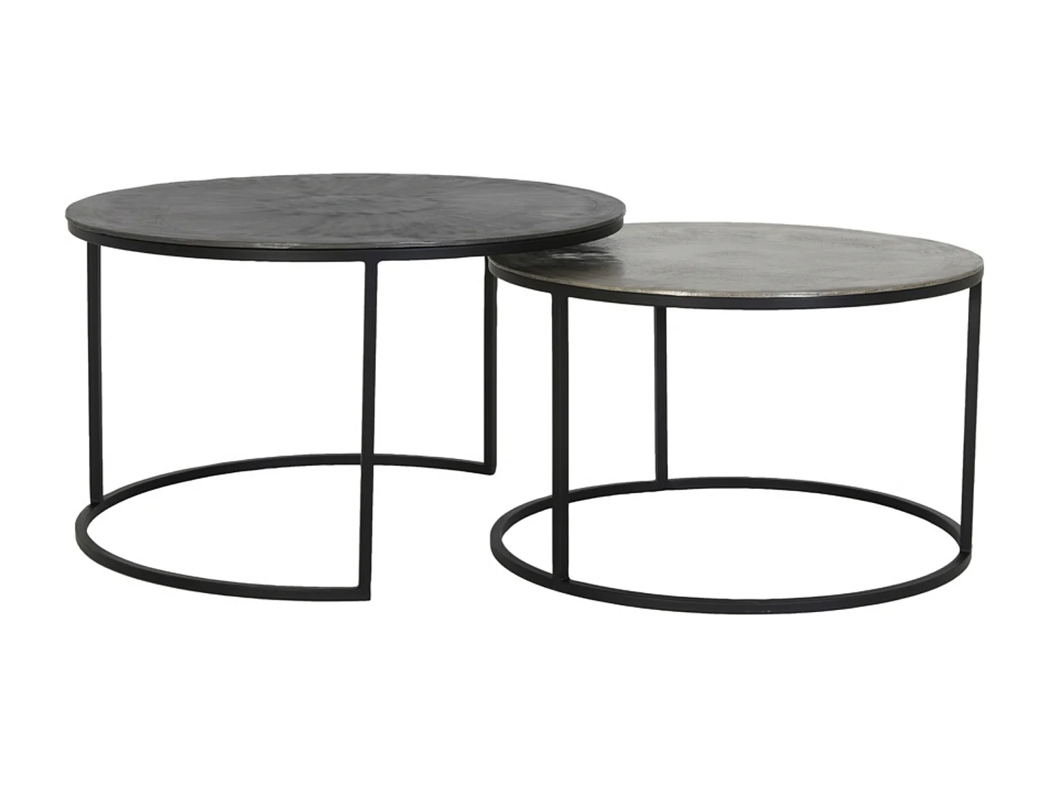 Table basse TALCA - Ø75x45cm - Argent - Lot de 2