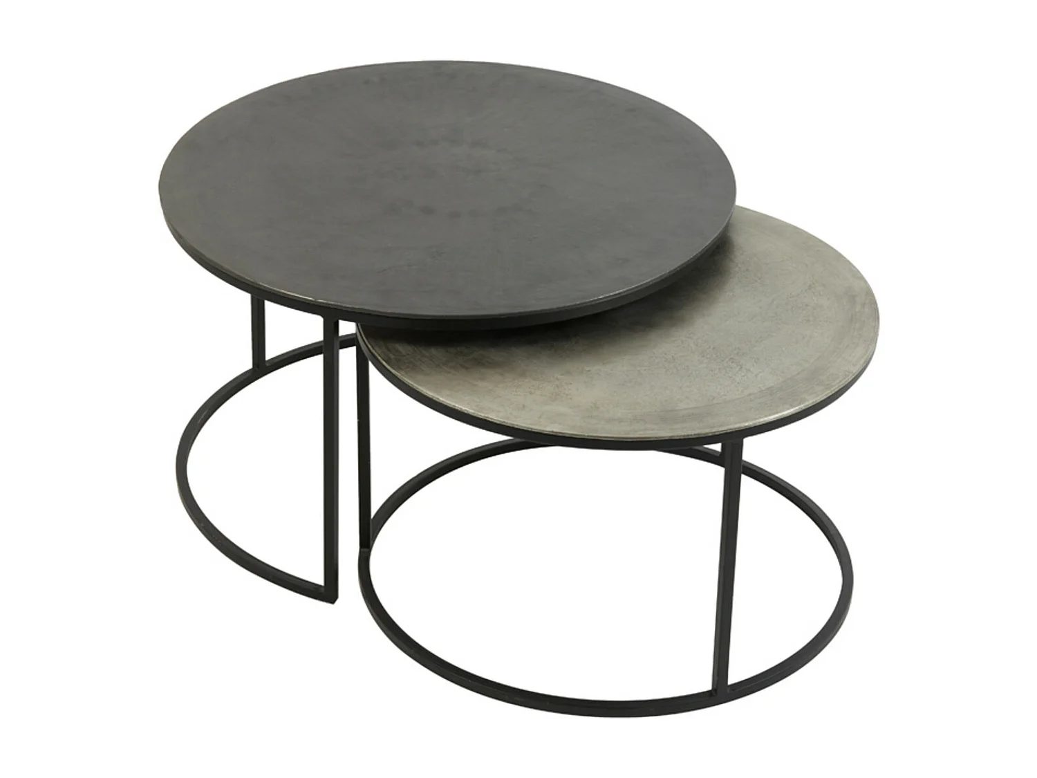 Table basse TALCA - Ø75x45cm - Argent - Lot de 2