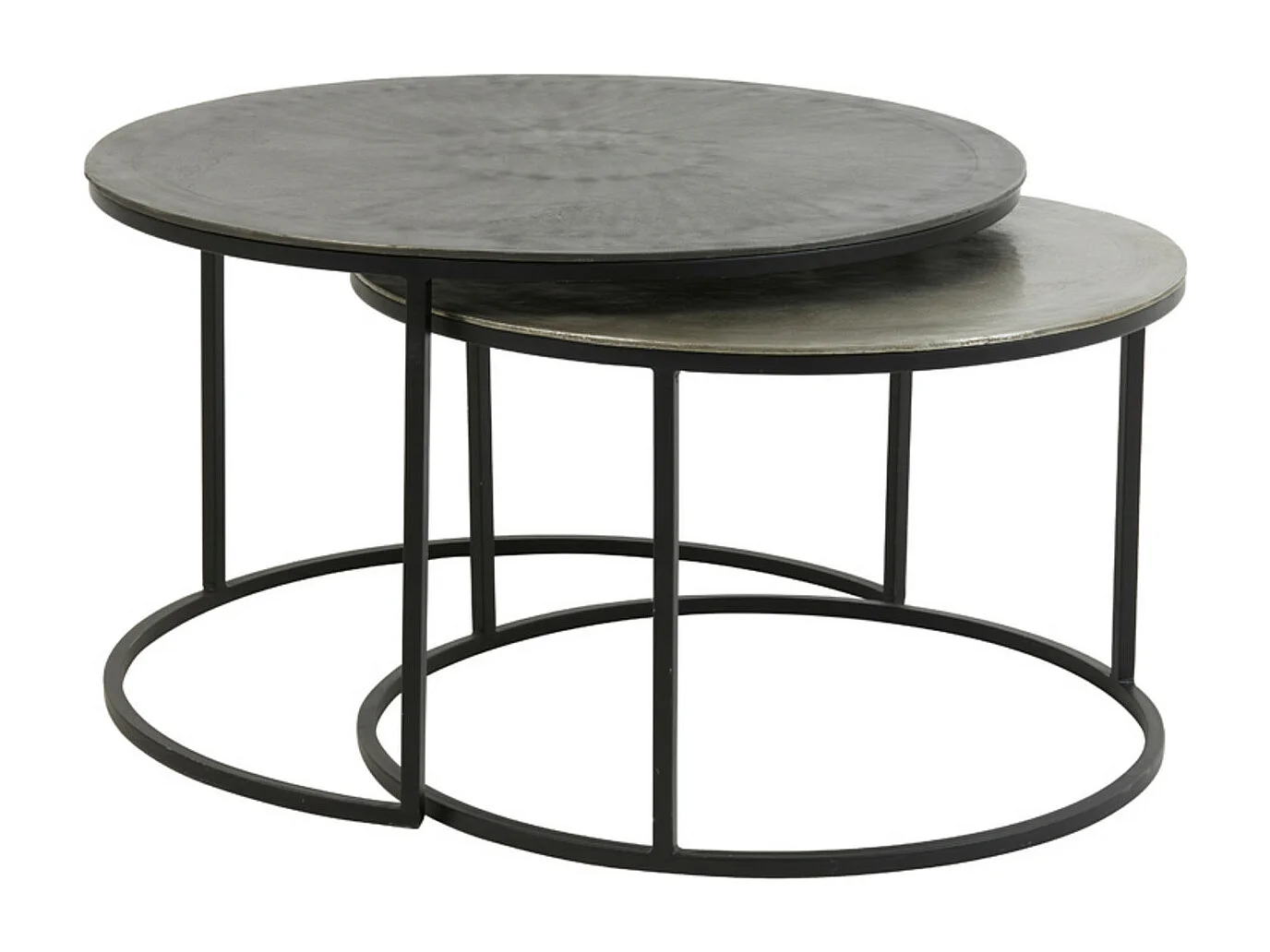 Table basse TALCA - Ø75x45cm - Argent - Lot de 2