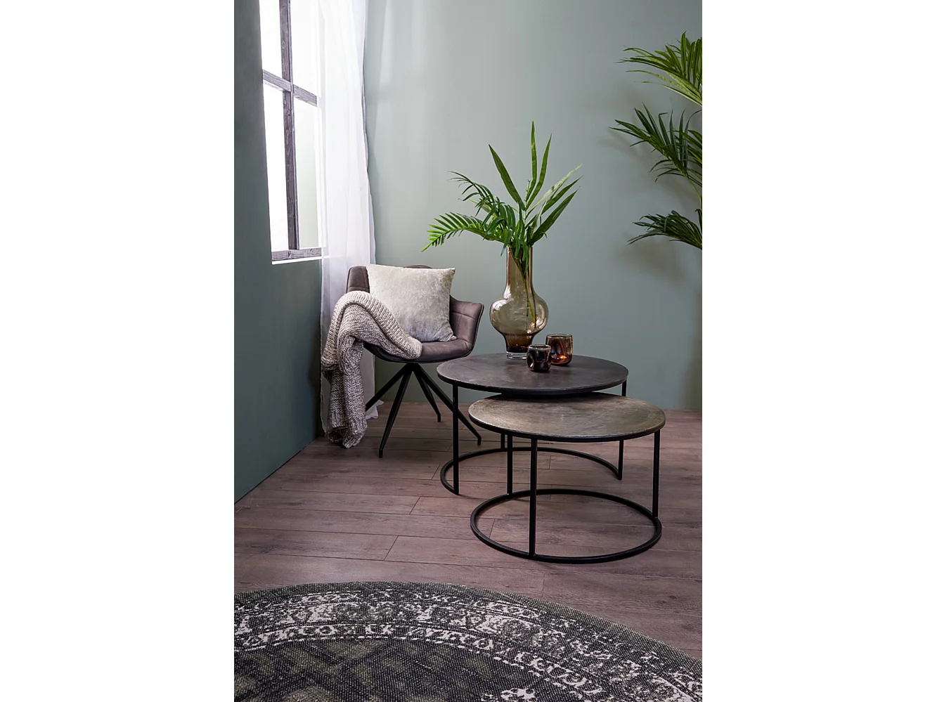 Table basse TALCA - Ø75x45cm - Argent - Lot de 2