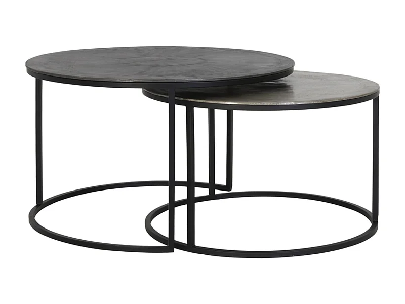 Table basse TALCA - Ø75x45cm - Argent - Lot de 2