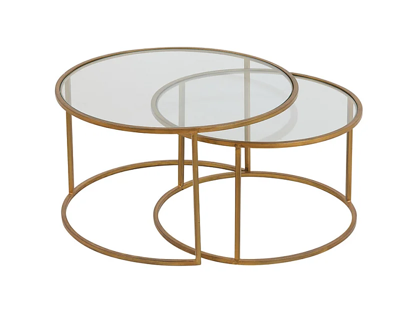 Salontafel DUARTE - Ø75x44cm - Goud - Set van 2