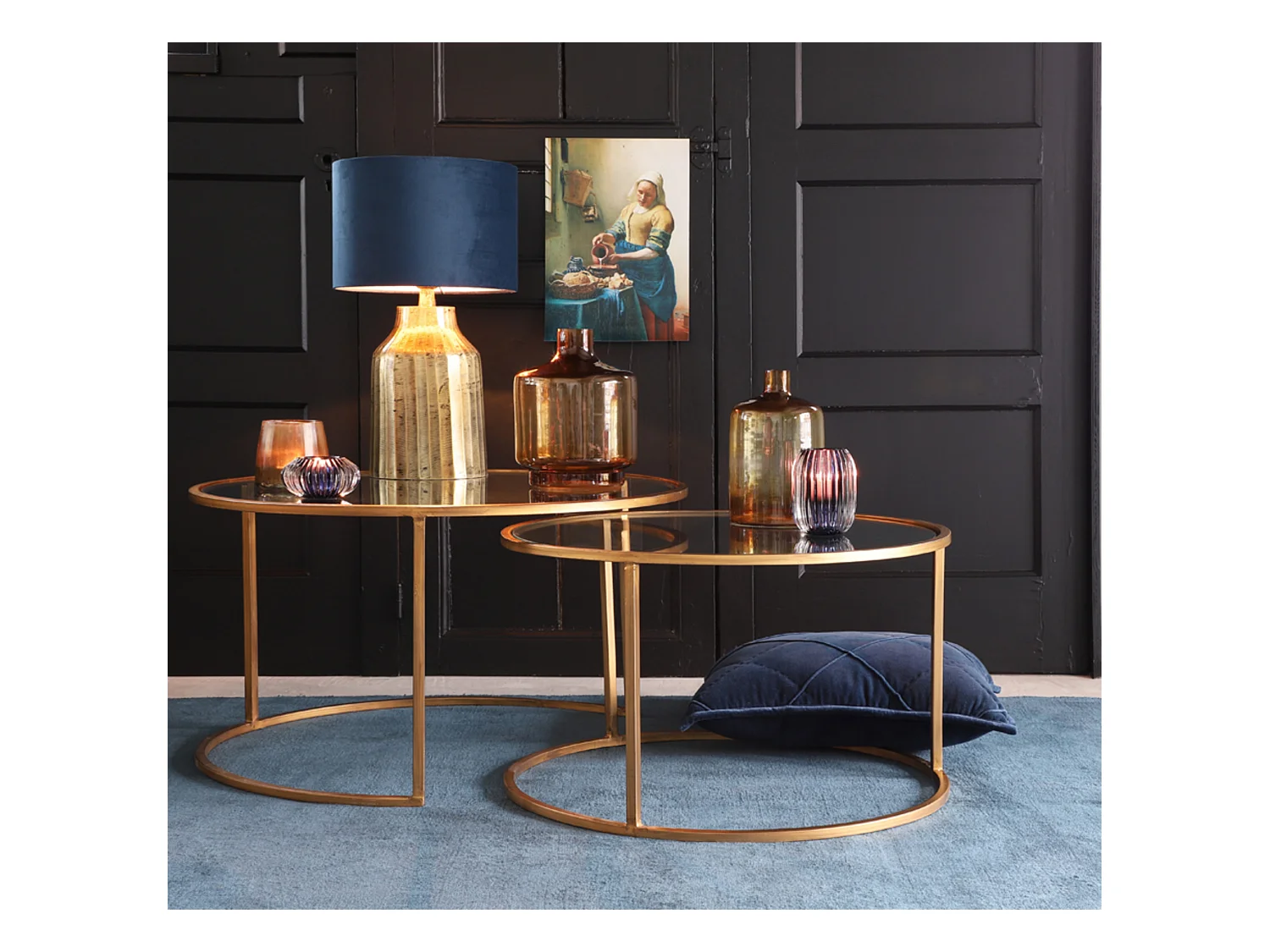 Salontafel DUARTE - Ø75x44cm - Goud - Set van 2