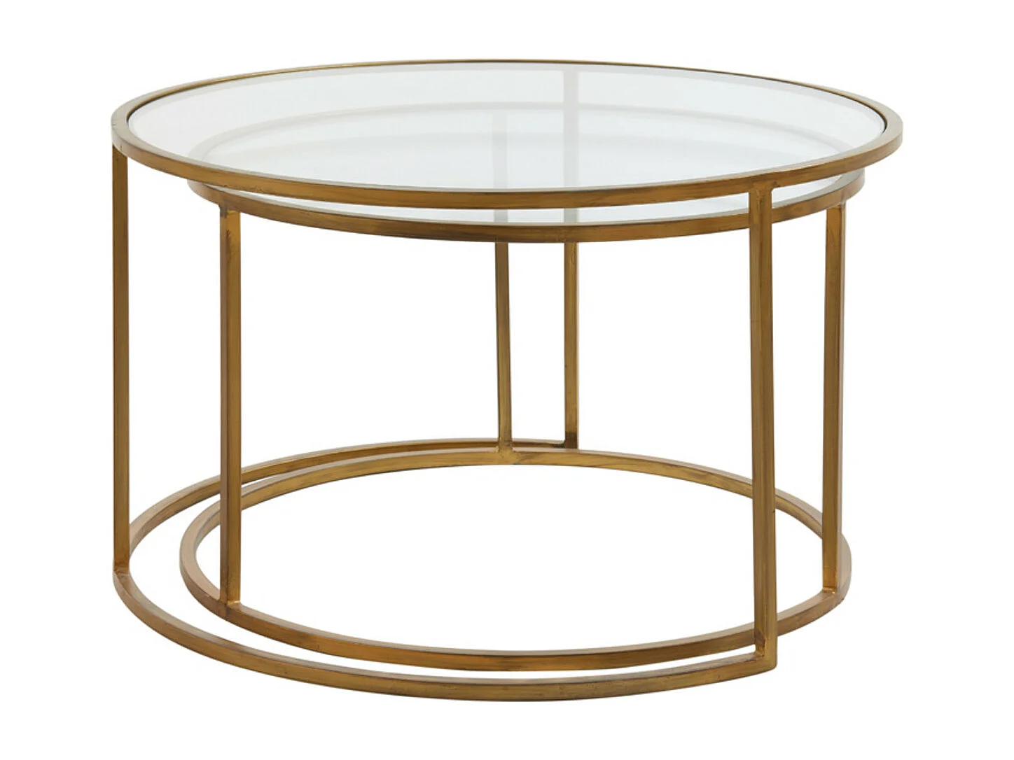 Table basse DUARTE - Ø75x44cm - Doré - Lot de 2