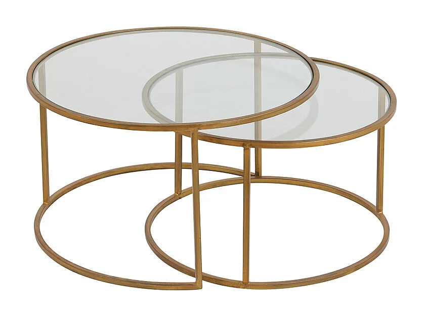 Table basse DUARTE - Ø75x44cm - Doré - Lot de 2