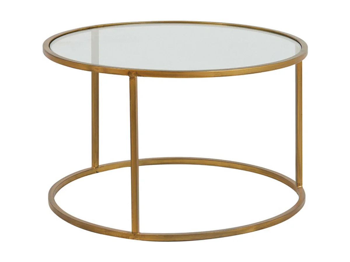 Table basse DUARTE - Ø75x44cm - Doré - Lot de 2