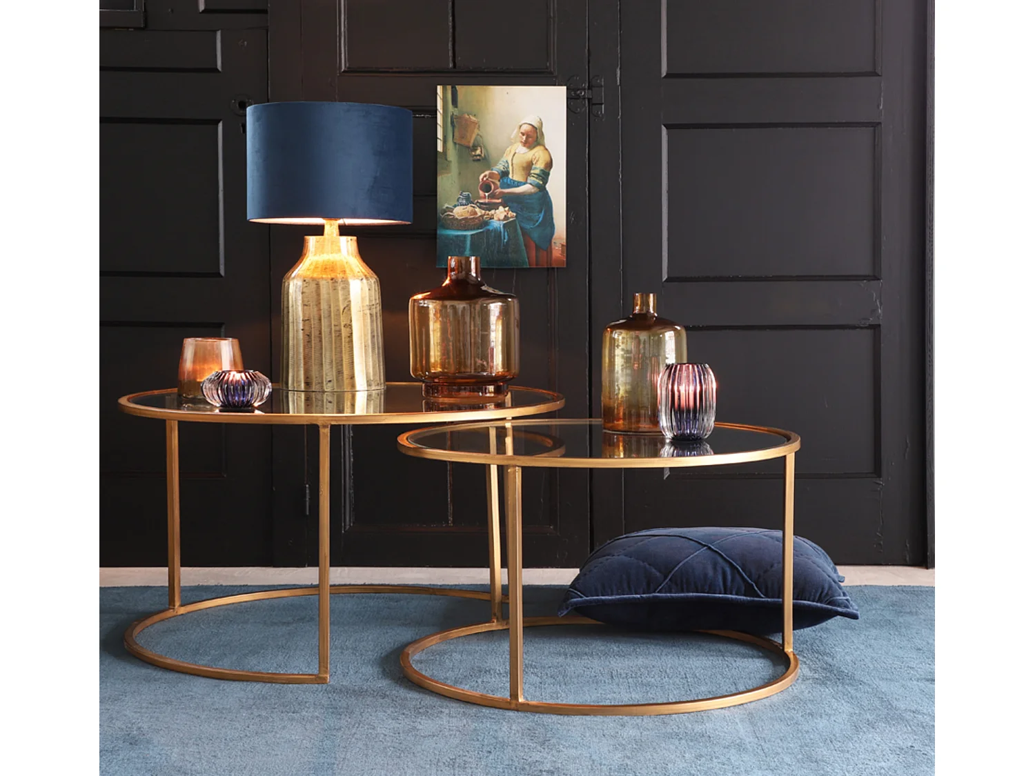 Table basse DUARTE - Ø75x44cm - Doré - Lot de 2