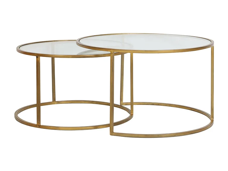 Salontafel DUARTE - Ø75x44cm - Goud - Set van 2