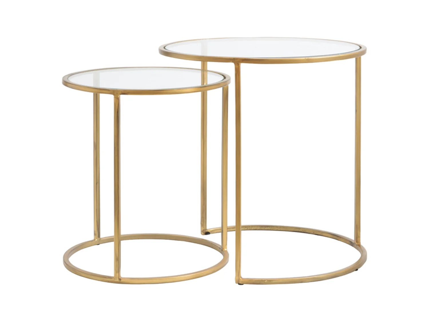 Table d'appoint DUARTE - Ø50x52cm - Doré - Lot de 2
