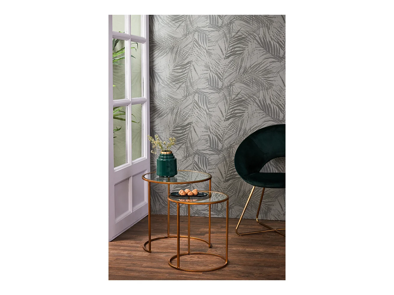 Table d'appoint DUARTE - Ø50x52cm - Doré - Lot de 2