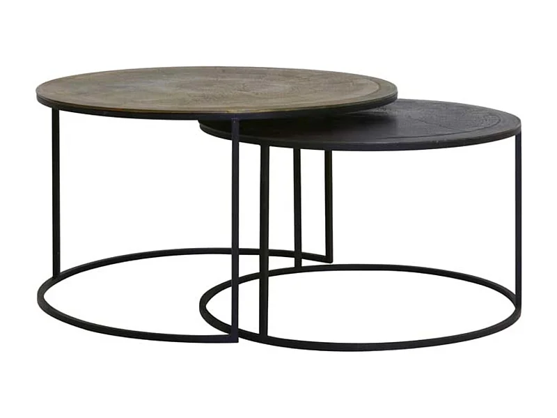 Mesa de centro TALCA - Ø75x45cm - Bronce - Juego de 2