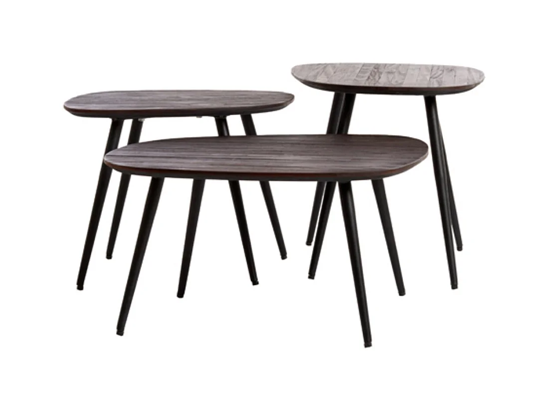 Table basse VIEJO - 62x42x38cm - Marron - Lot de 3