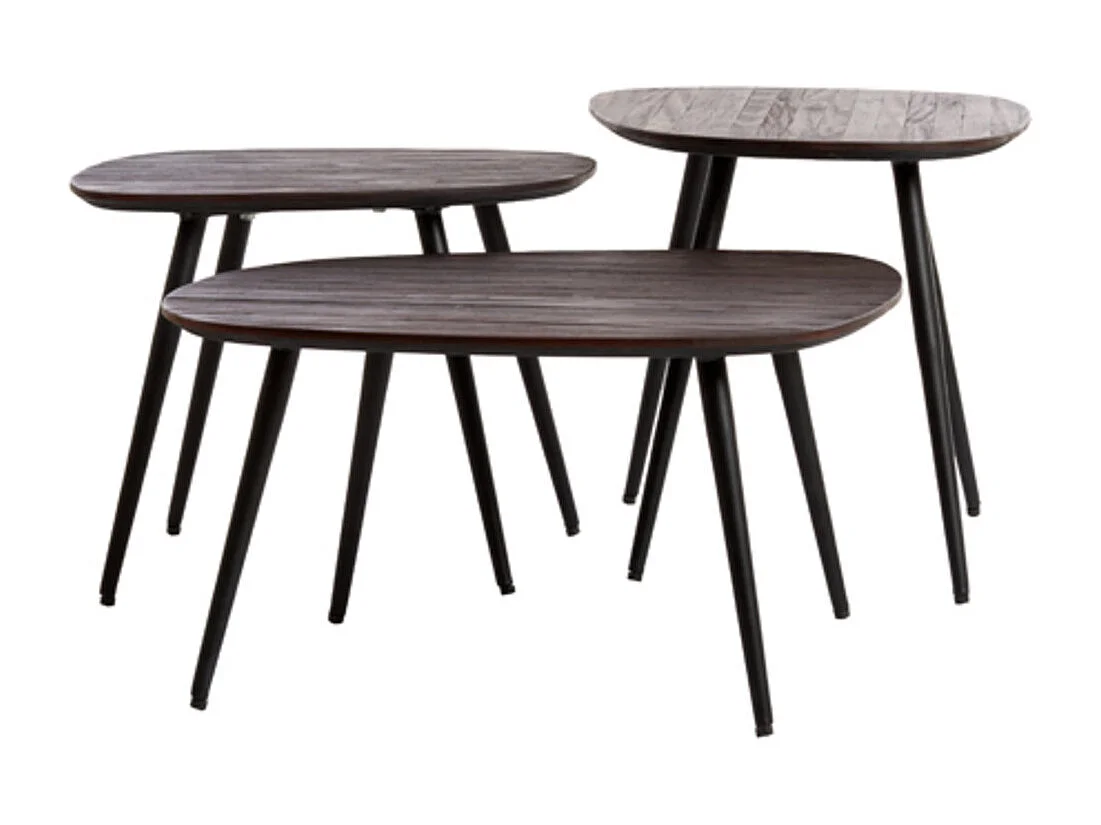 Table basse VIEJO - 62x42x38cm - Marron - Lot de 3