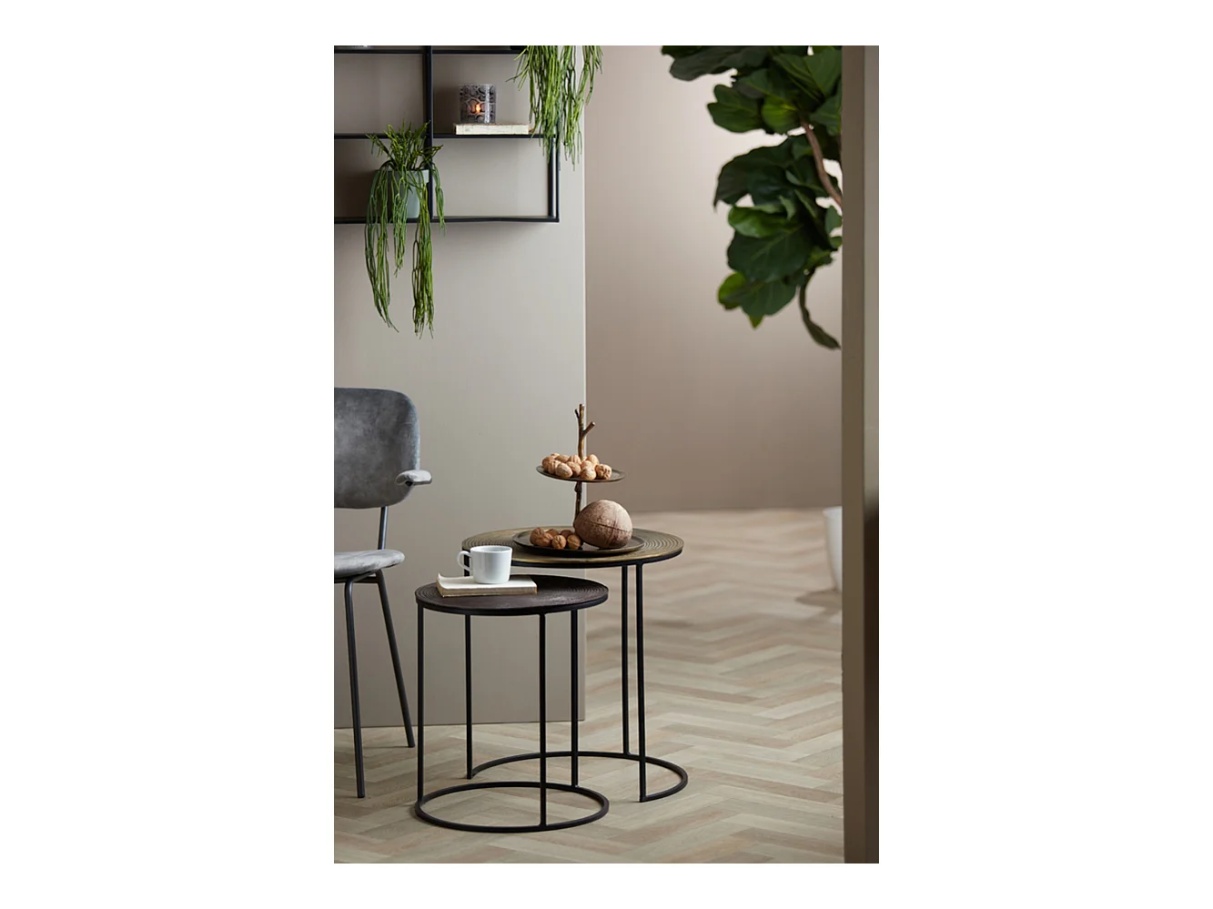 Table d'appoint TALCA - Ø49x52cm - Bronze - Lot de 2