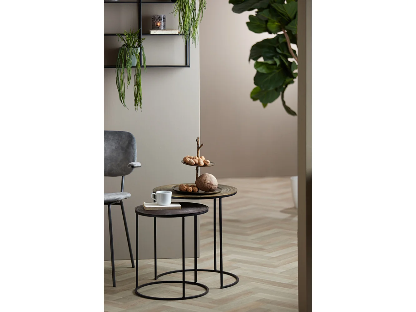 Table d'appoint TALCA - Ø49x52cm - Bronze - Lot de 2