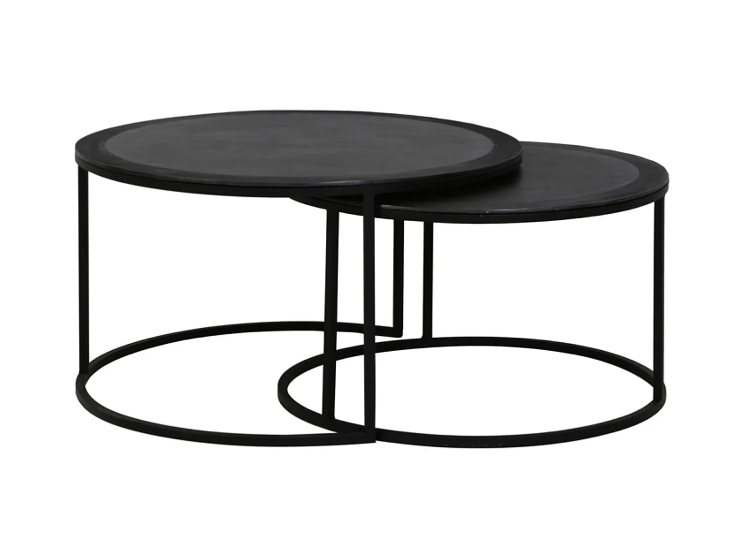Table basse TALCA - Ø75x45cm - Noir - Lot de 2